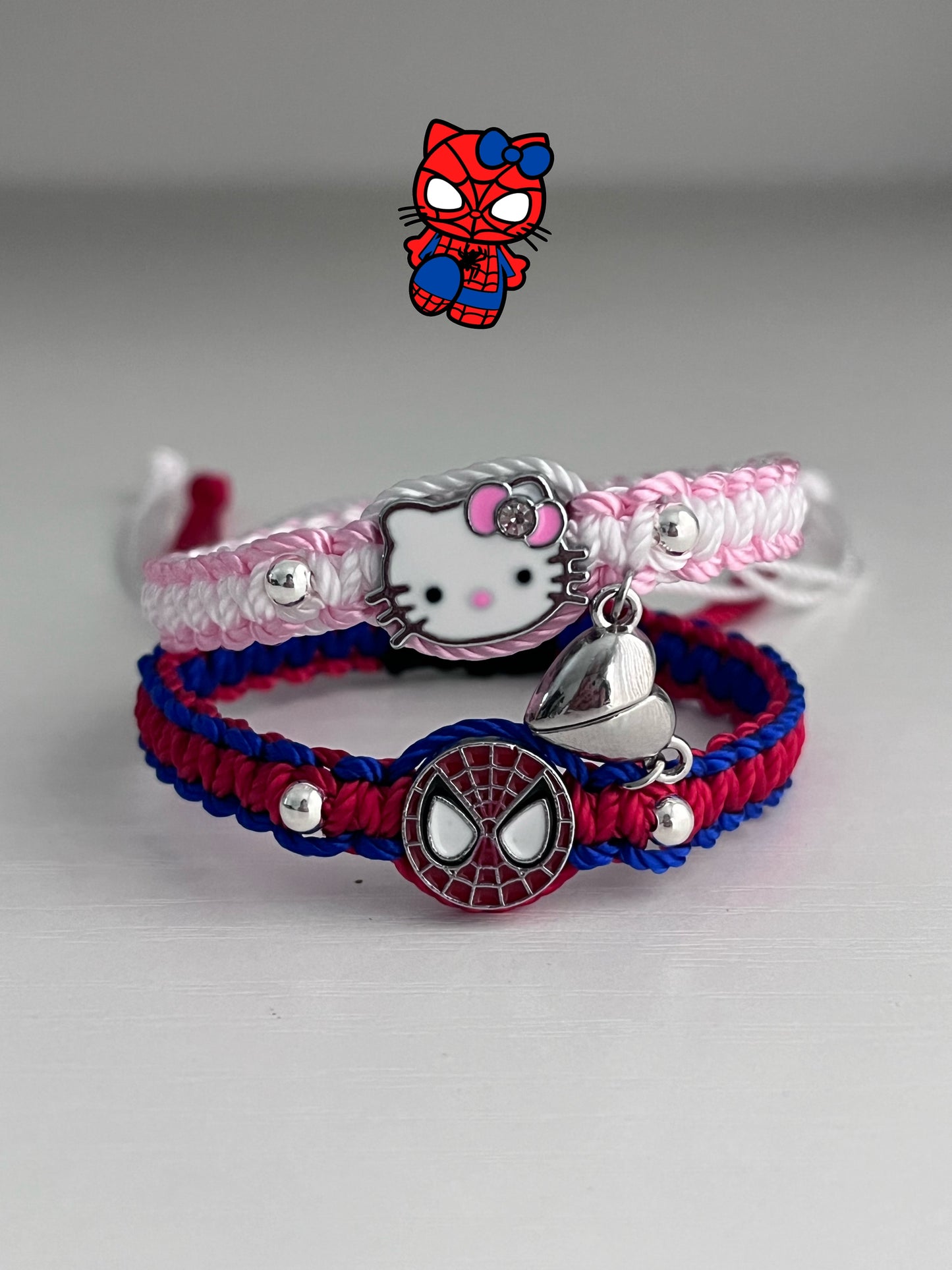 Hello kitty x Spider Heart Magnet Bracelets (Adjustable)