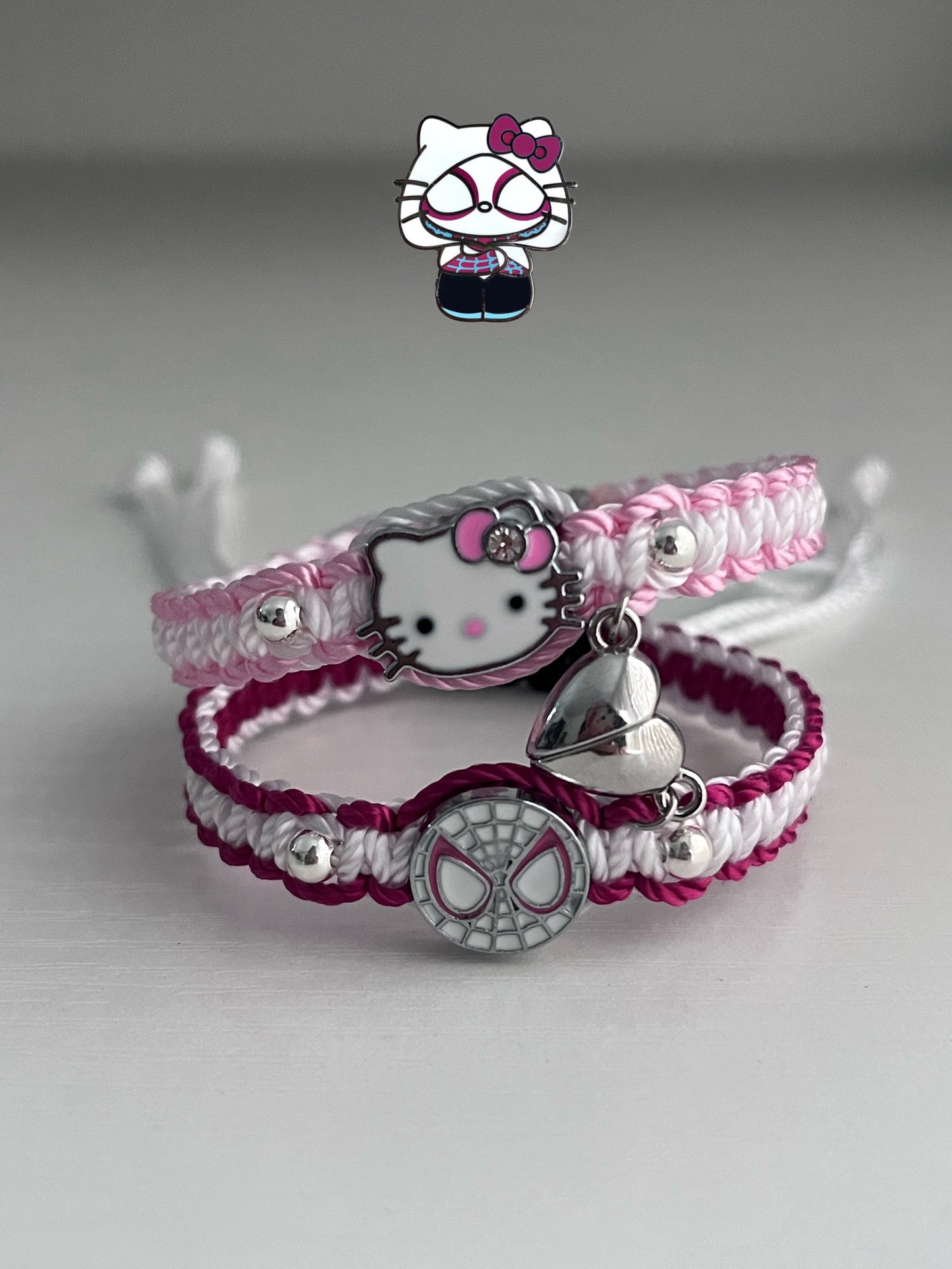 Hello kitty x Spider Heart Magnet Bracelets (Adjustable)