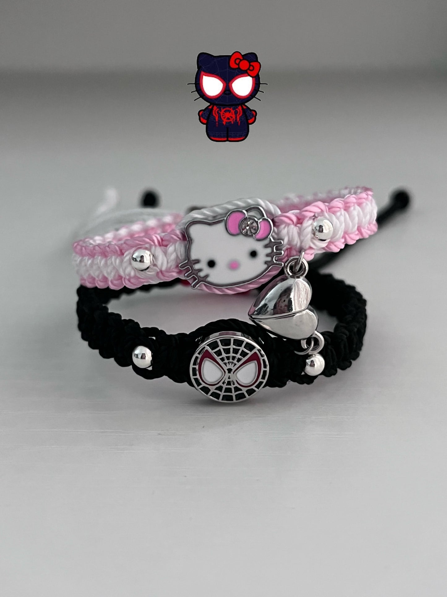 Hello kitty x Spider Heart Magnet Bracelets (Adjustable)