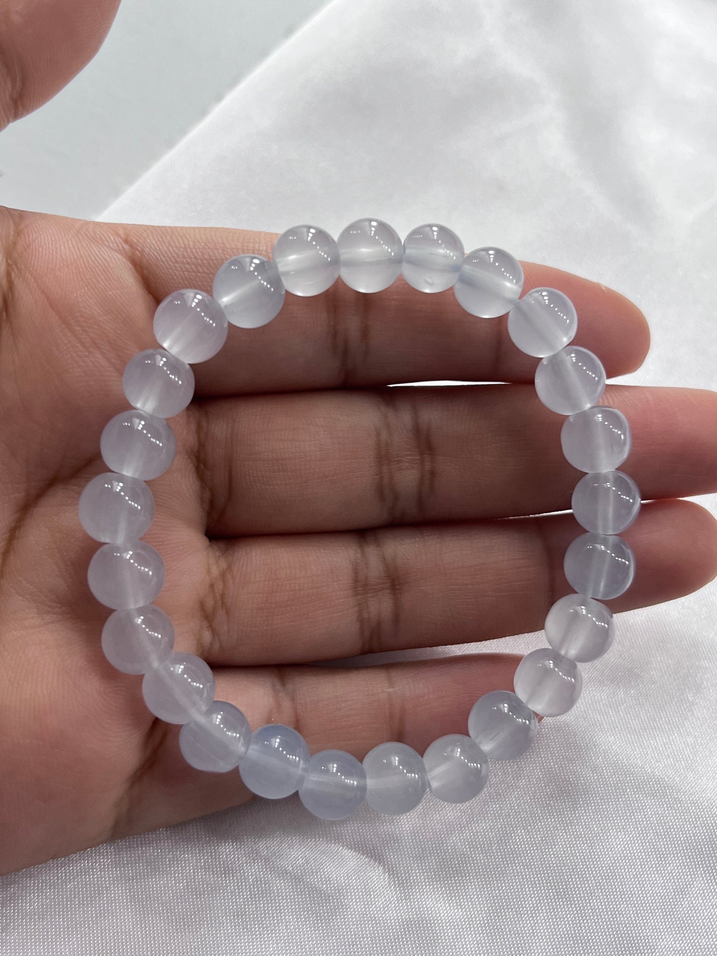 Clear baby blue glass bead bracelet